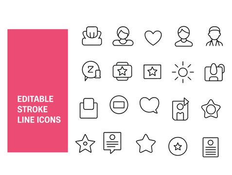 Modern editable stroke line icons for UI web application design