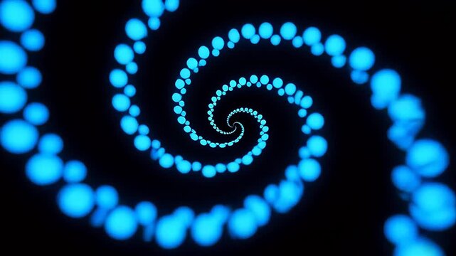 Blue light spiral on black background