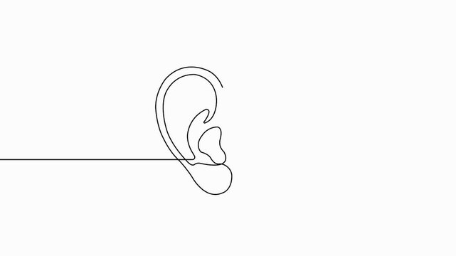 Human ear and light bulb continuous line drawing 4K animation video for inspiration