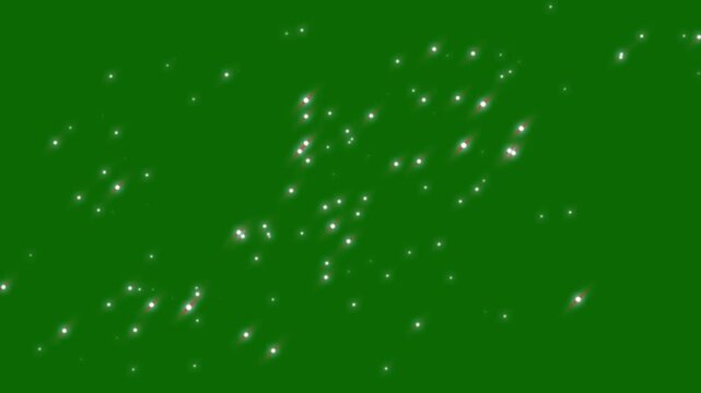 2D Luxury white glitter sparkles star trail with magic dust and pixie dust path, Christmas glitter stars isolated on green background, 4K shimmering particle trail for high-end video editing