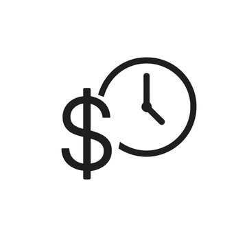 Dollar sign and clock icon representing time is money concept for side hustle income
