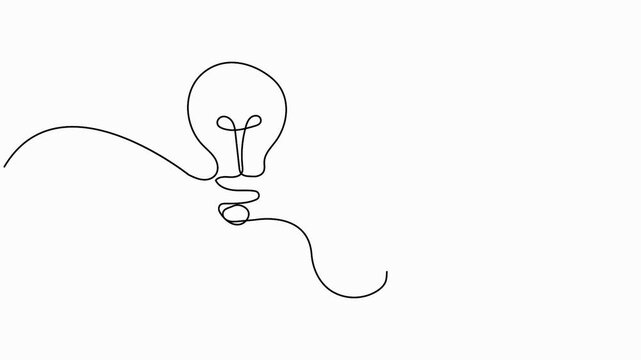Human ear and light bulb continuous line drawing 4K animation video for inspiration