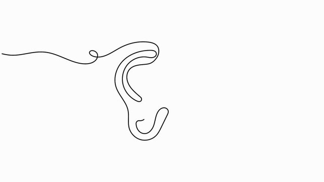 Human ear and light bulb continuous line drawing 4K animation video for inspiration