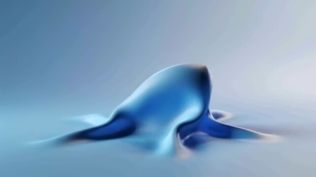Starting from left ridge, blue gel surface forming sharp apex then softening into mound in studio