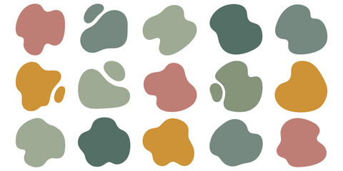 Fototapeta premium Organic blob shapes abstract set in pastel colors for graphic design backgrounds