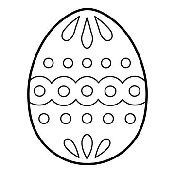 Decorative patterned, black and white line art easter egg symbol for holiday celebrations. Suitable for festive design projects.