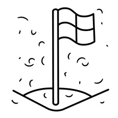 Minimalist sketch of a corner flag soccer icon in black and white, suitable for sportsrelated designs and graphic projects. © Sawah Maya