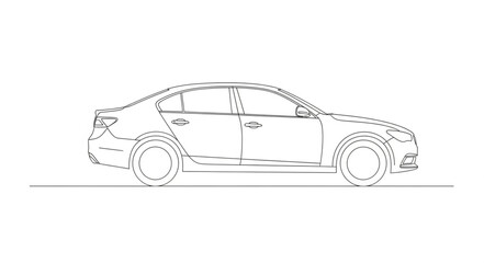 Naklejka premium Stylized Outline Drawing of a Modern Sedan Car.