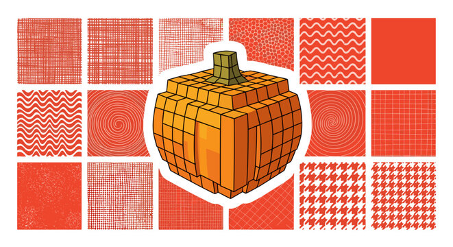adobe Vibrant orange pumpkin patch with diverse textured patterns background flash