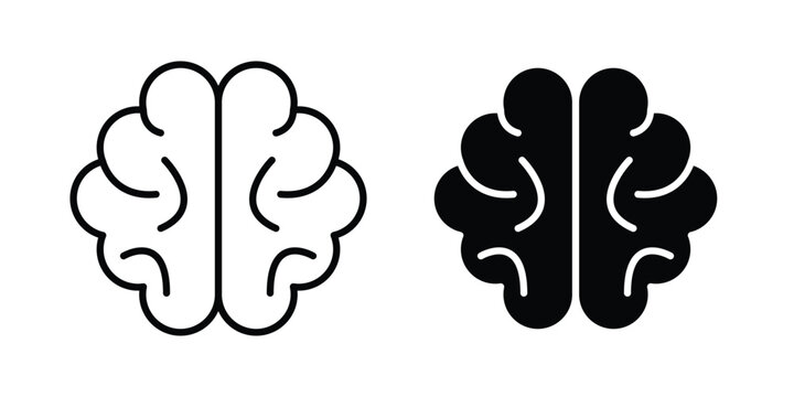 Brain icon. Glyph solid icons collection. Line symbols