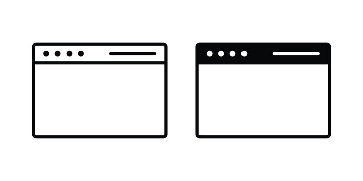 Browser window icon. Glyph solid icons collection. Line symbols
