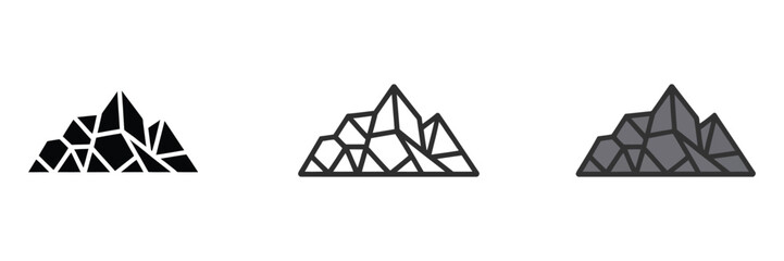 Stone colored icon set featuring natural rock textures and mineral inspired symbols, decorative graphic elements for construction, geology © gevan