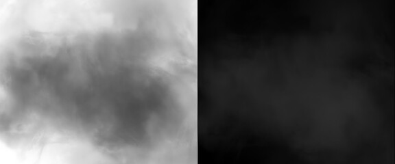 Atmospheric smoke texture on black background, ethereal white fog and mist overlay, cinematic steam clouds for creative compositing © Smart Studio