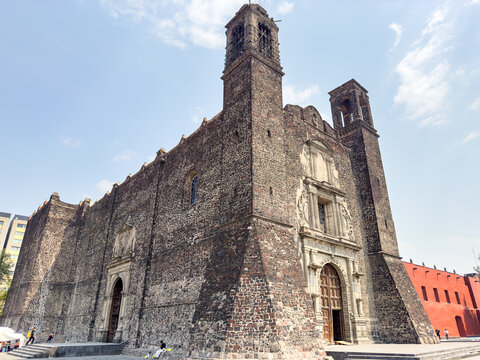 Mexico City, Mexico - March 31, 2024. Parroquia de Santiago Apostol en Tlatelolco