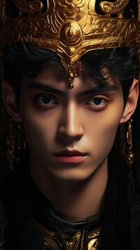 Haebaek Dragon King: Korean Mythology Water God Ruling Rivers Seas Epic Realistic Portrait Fantasy Icon