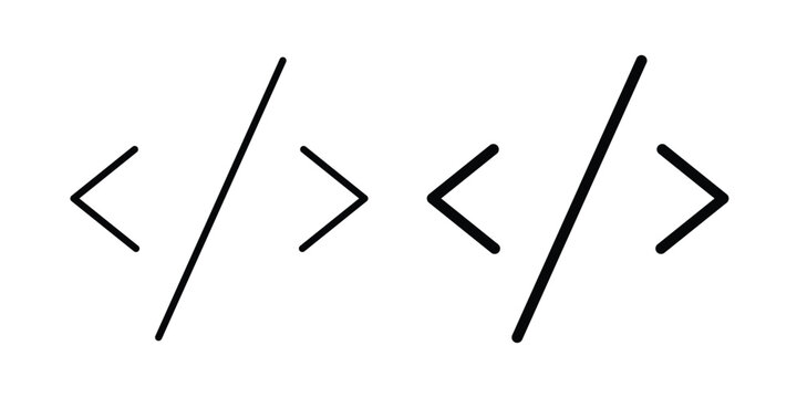 Code icon. Glyph solid icons collection. Line symbols