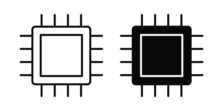 CPU icon. Glyph solid icons collection. Line symbols
