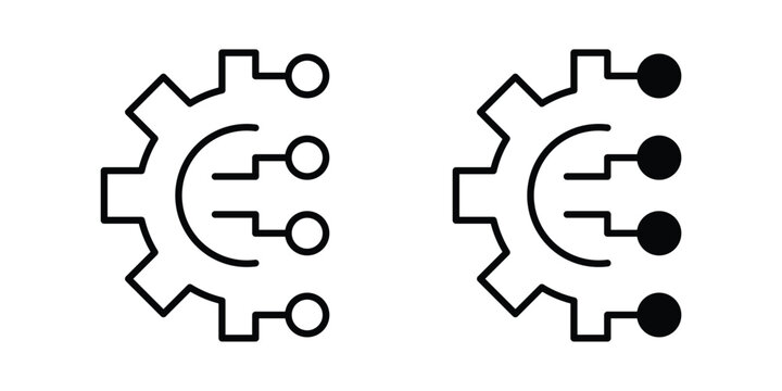 Digital technology gear icon. Glyph solid icons collection. Line symbols