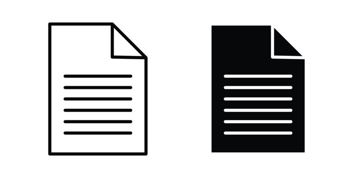 Document icon. Glyph solid icons collection. Line symbols
