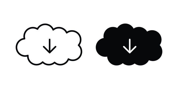 Download from Cloud icon. Glyph solid icons collection. Line symbols