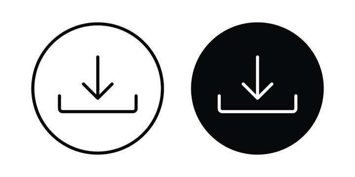 Download button icon. Glyph solid icons collection. Line symbols
