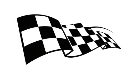 Waving Black and White Checkered Racing Flag. © Pandara