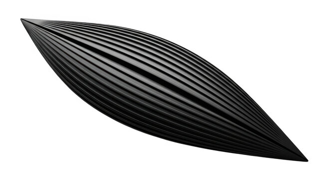 Black ribbed oval shape isolated on transparent background