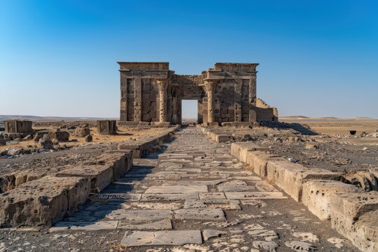 Monumental Gate Ruins of Ancient Assur, Assyrian Empire Capital with Processional Path in Mesopotamia
