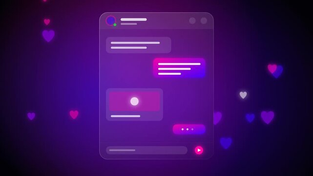 A deep amethyst and midnight blue glassmorphism social chat UI, perfect for elegant dark-mode messaging concepts.
