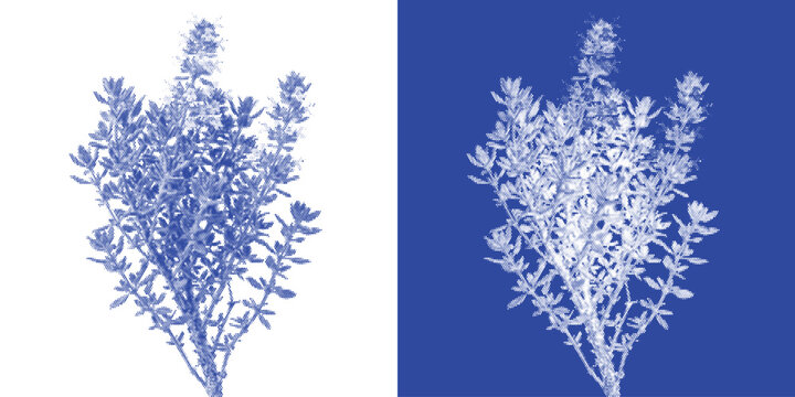 Dense Leafy Cyanotype Sun Print Botanical Vector Prussian Blue Lush Branch Garden Wall Art