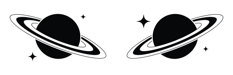 Saturn planet vector illustration with ringed planet designs representing space science, astronomy and celestial cosmic concepts. © MASUD MOMENA