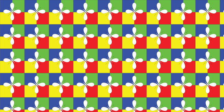 Vibrant geometric pattern with colorful interlocking shapes