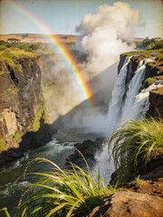 Fototapeta premium Pristine Wilderness and Plunging Waters of Victoria Falls