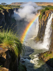 Fototapeta premium Pristine Wilderness and Plunging Waters of Victoria Falls