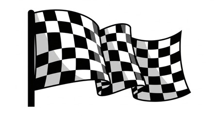 Waving Checkered Flag Symbolizing Victory and Racing. © Sania
