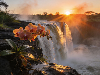 Fototapeta premium Pristine Wilderness and Plunging Waters of Victoria Falls