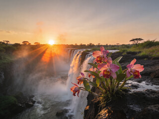 Fototapeta premium Pristine Wilderness and Plunging Waters of Victoria Falls