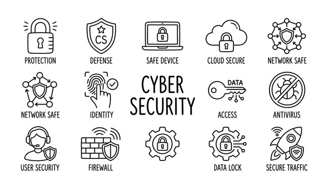 Cyber security icons and symbols.