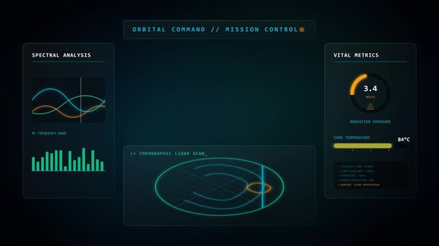 A tactical glassmorphism mission control LiDAR dashboard, displaying intricate 3D topographical scans and tracking telemetry.