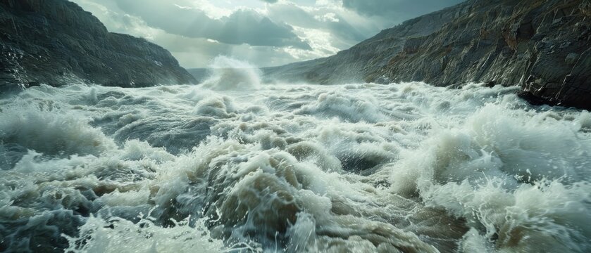 Tumultuous Whitewater Rapids Roaring Through Ancient Mesopotamian Gorges in Tigris and Euphrates Valleys