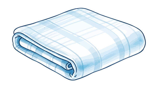 A folded white and blue striped blanket or throw, perfect for cozying up on a couch or bed