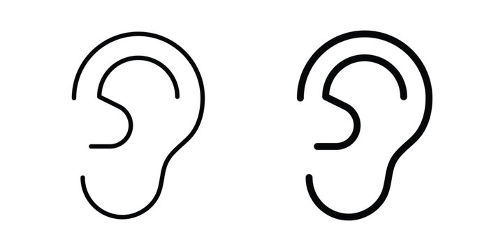 Human ear icon. Glyph solid icons collection. Line symbols