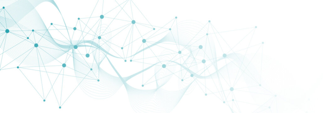 Geometric abstract background with connected line and dots. Structure molecule and communication. Big Data Visualization. Medical, technology, science background. Vector illustration.