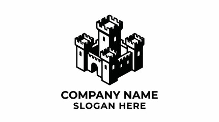 Black and white castle logo with company name and slogan. © NINDYA