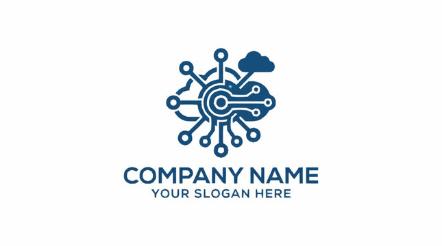 Abstract technology cloud network logo design.
