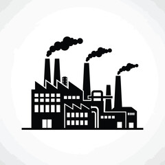 Fototapeta premium Factory silhouette with smokestacks against a white background
