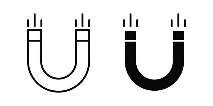 Magnet icon. Glyph solid icons collection. Line symbols