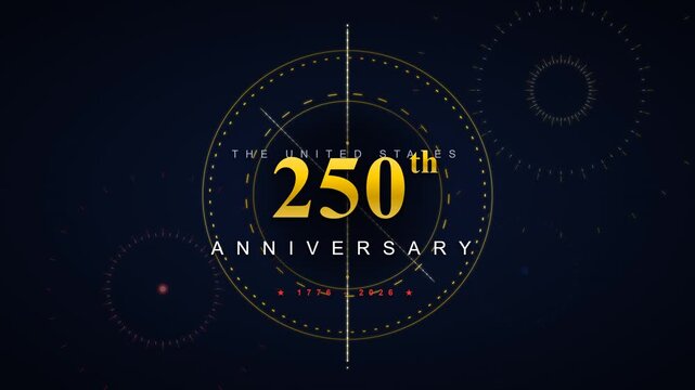 A stunning 3D cinematic 250th anniversary animation, featuring a massive rotating golden armillary sphere, glowing fireworks, and floating typography in a 4K loop.
