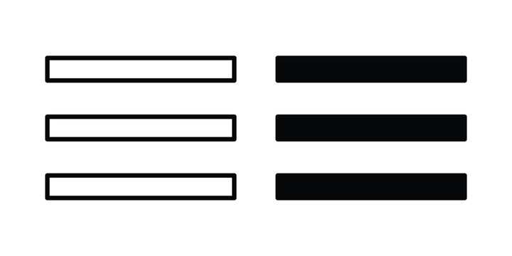 Menu icon. Glyph solid icons collection. Line symbols