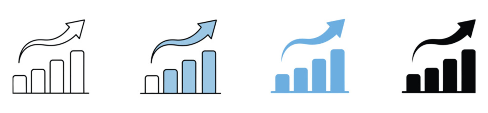 Progress bar and business growth icon vector illustration featuring loading scale and upward growth symbol for business analytics and development.